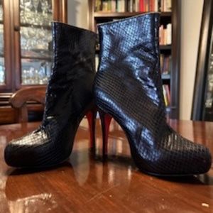 Louboutin Vintage One-of-a-Kind black snakeskin platform boots